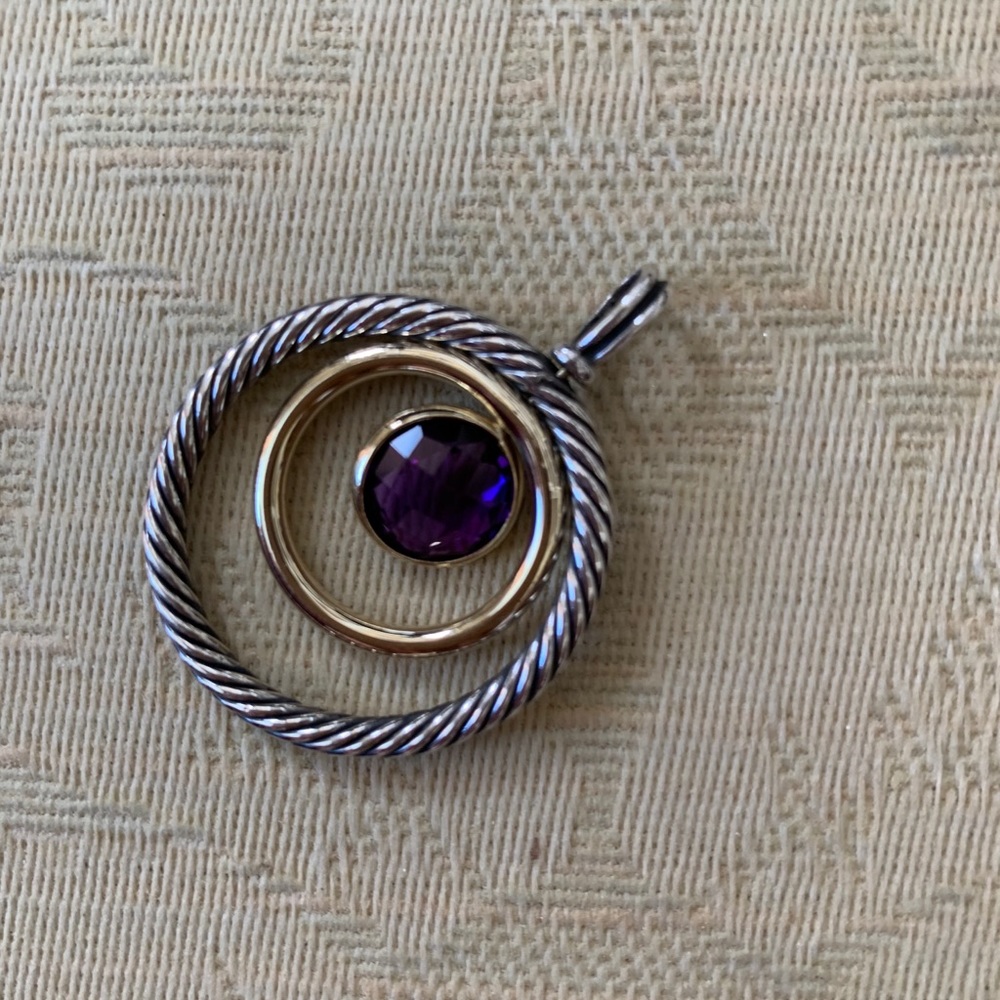 David Yurman Sterling & Gold Amethyst pendant